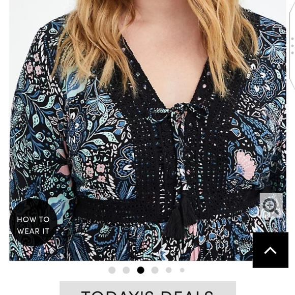 🆕🌸 3X BLACK FLORAL LACE-UP BABYDOLL BOHO TOP 🌸 - Picture 4 of 6